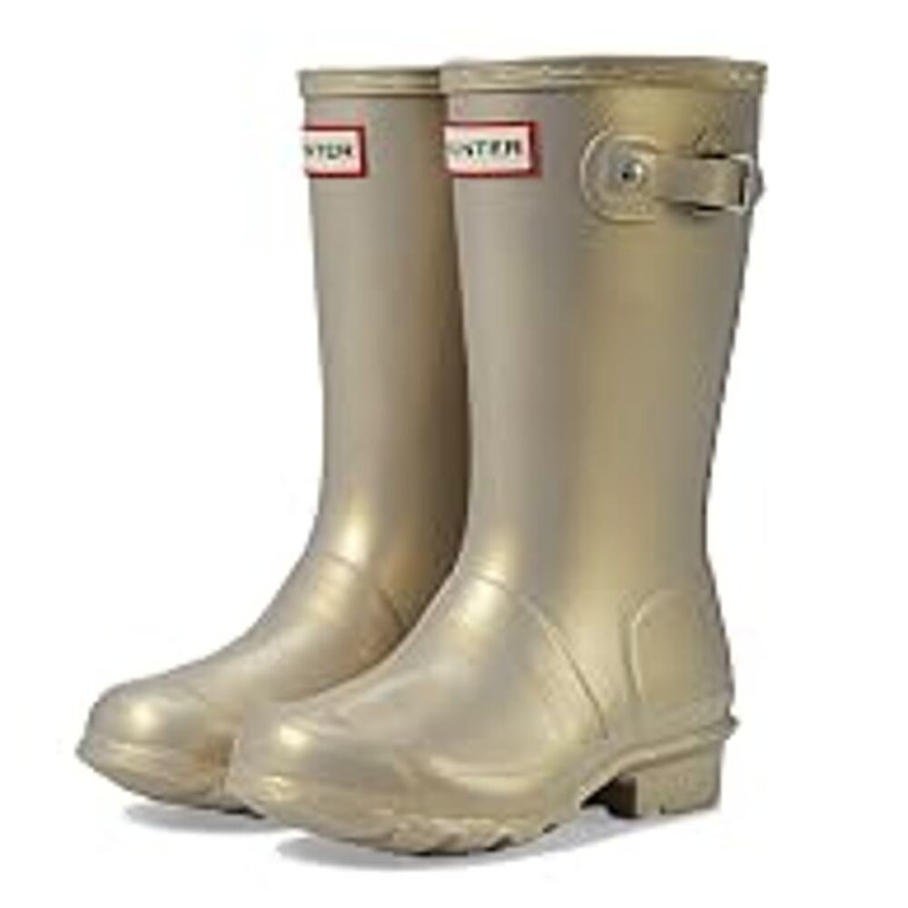 Hunter Girls Original Nebula Rain Boots Size 6 EU 37 Pale Gold Waterproof NWOB